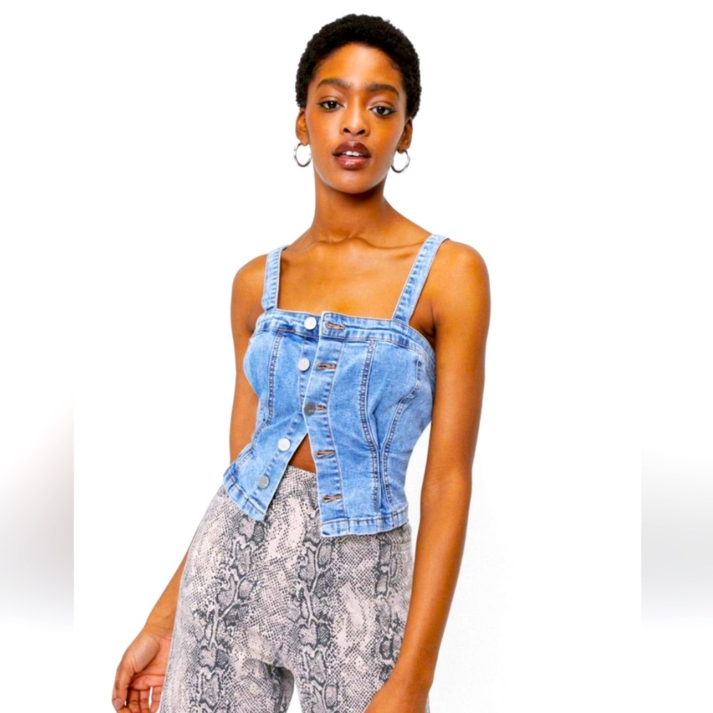 Denim button up corset